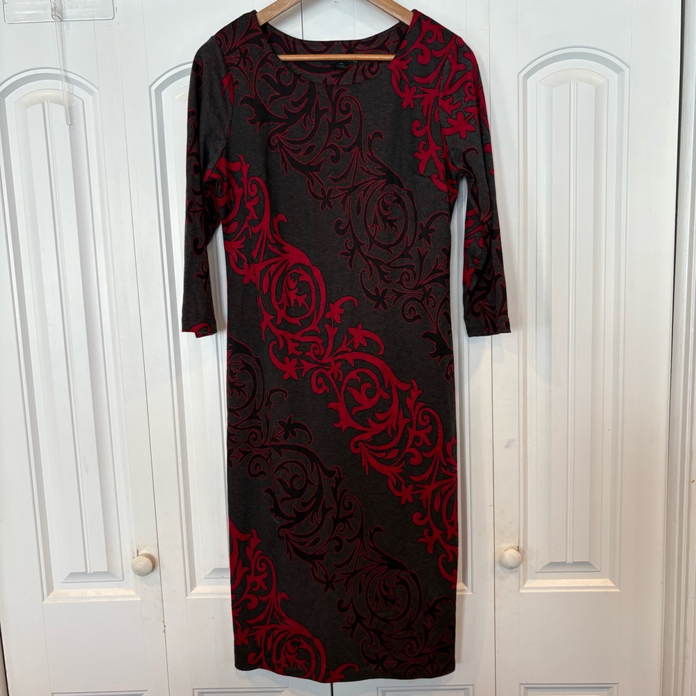 Saks Fifth Avenue‎ Gray And Red Dress Size Medium